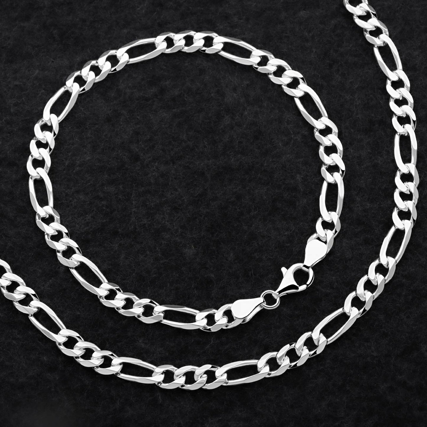 Figarokette 6 mm 925er Sterling Silber Massiv