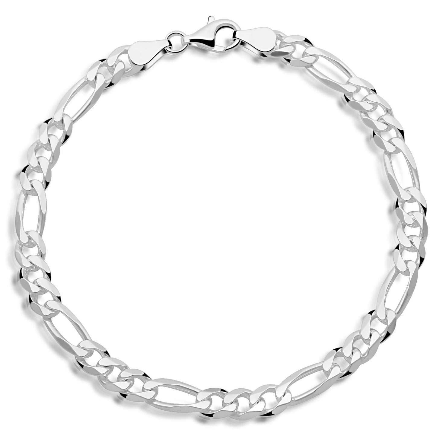 Figaroarmband 6 mm 925er Sterling Silber Massiv