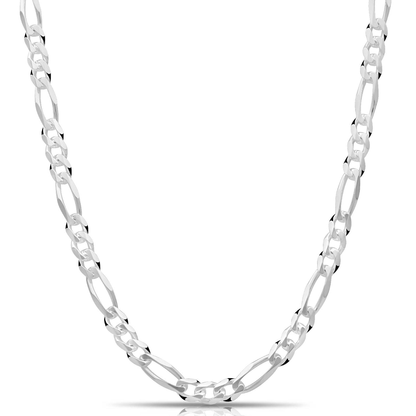 Figarokette 7 mm 925er Sterling Silber Massiv
