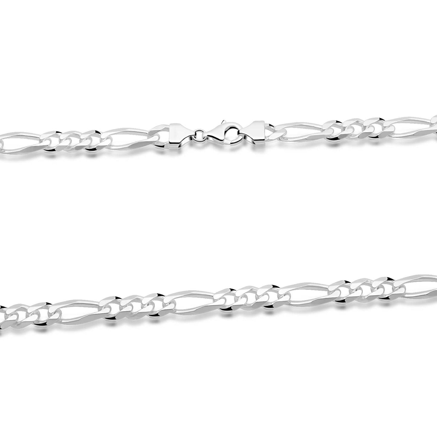 Figarokette 7 mm 925er Sterling Silber Massiv