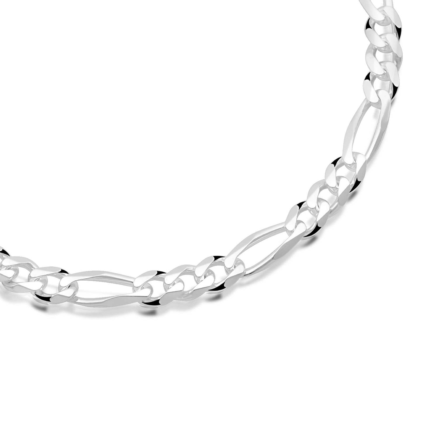 Figaroarmband 7 mm 925er Sterling Silber Massiv