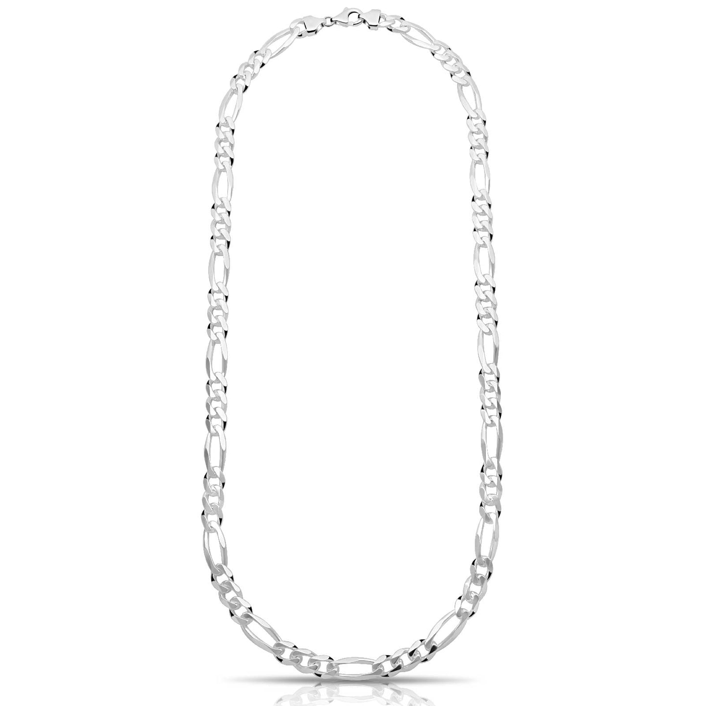 Figarokette 7 mm 925er Sterling Silber Massiv