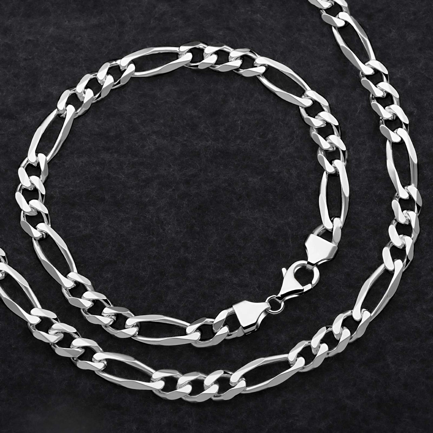 Figaroarmband 7 mm 925er Sterling Silber Massiv
