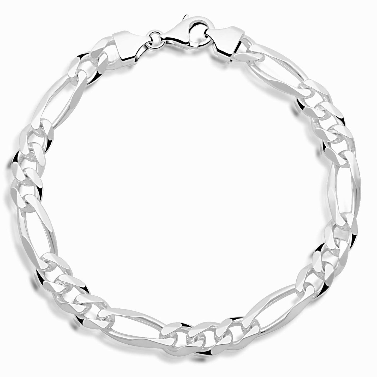 Figaroarmband 7 mm 925er Sterling Silber Massiv