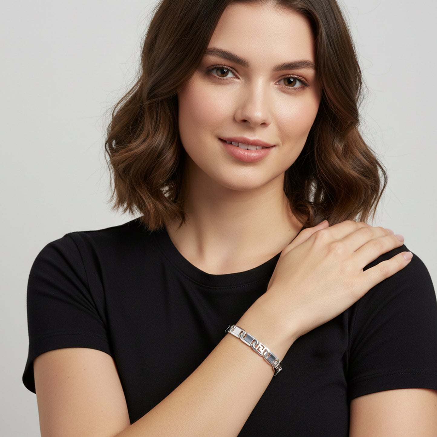 Griechisches Armband 7 mm 925er Sterling Silber Massiv