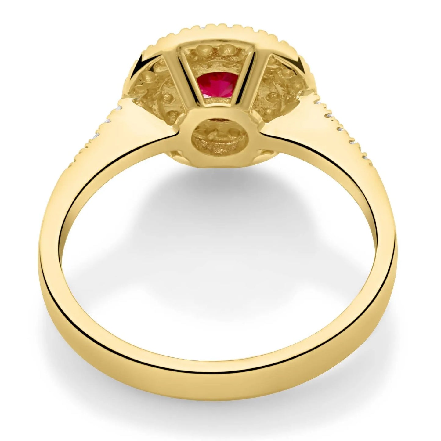 Solitär Ring mit Zirkonia Stein Rot 585er Gold