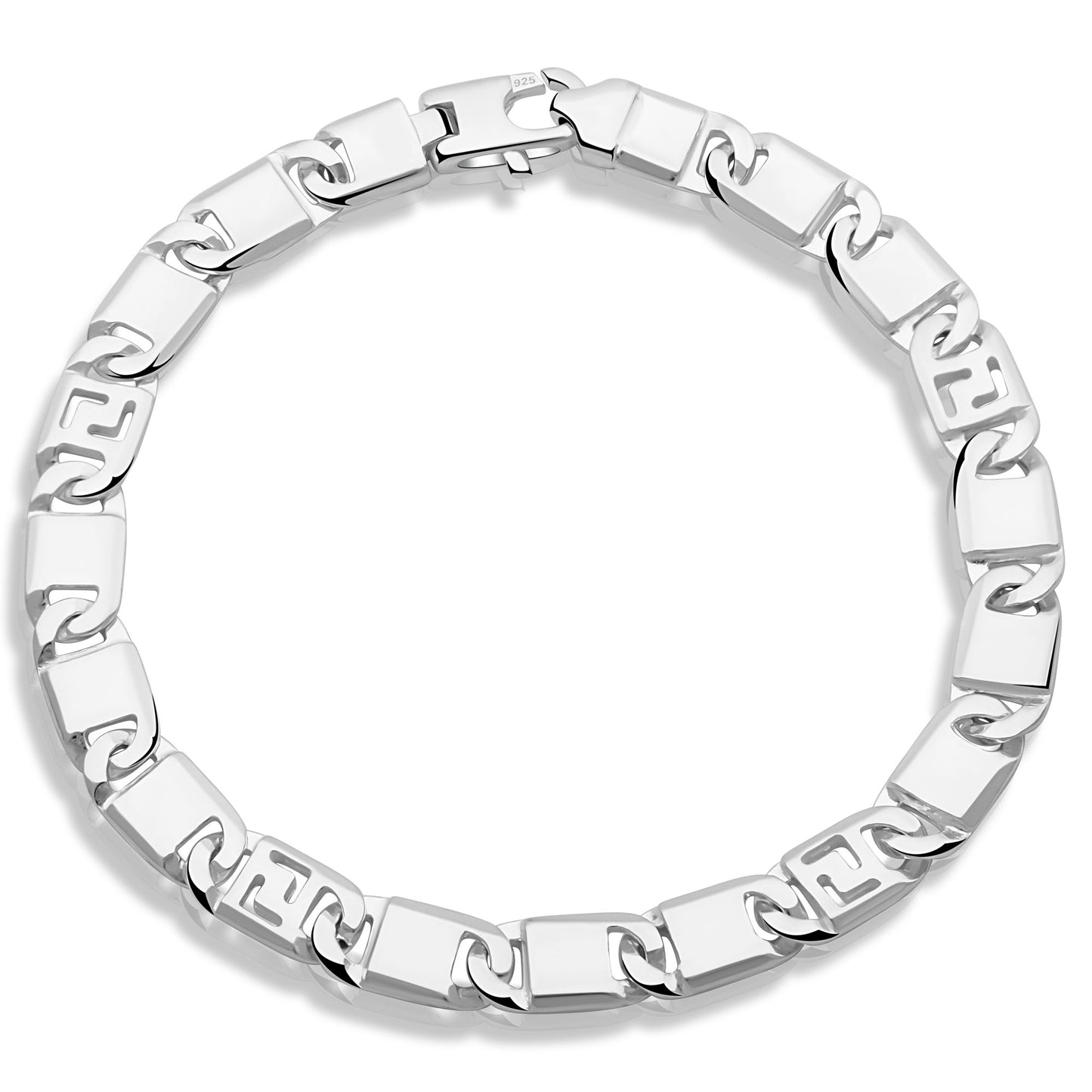 Griechisches Armband 7 mm 925er Sterling Silber Massiv