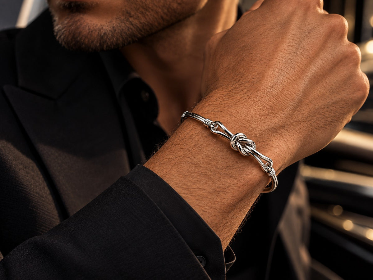 Nexus Knotenarmreif 925er Sterling Silber Rhodiniert