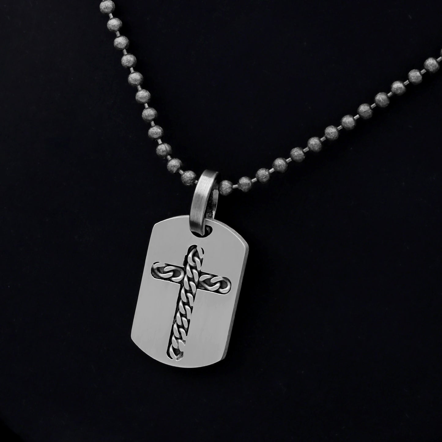 Kreuz Anhänger mit Kugelkette 2 mm 925er Sterling Silber Massiv
