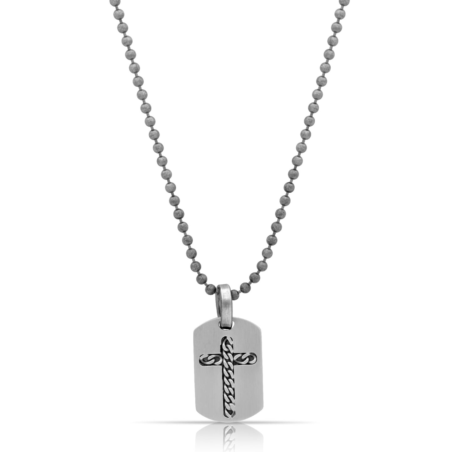 Kreuz Anhänger mit Kugelkette 2 mm 925er Sterling Silber Massiv