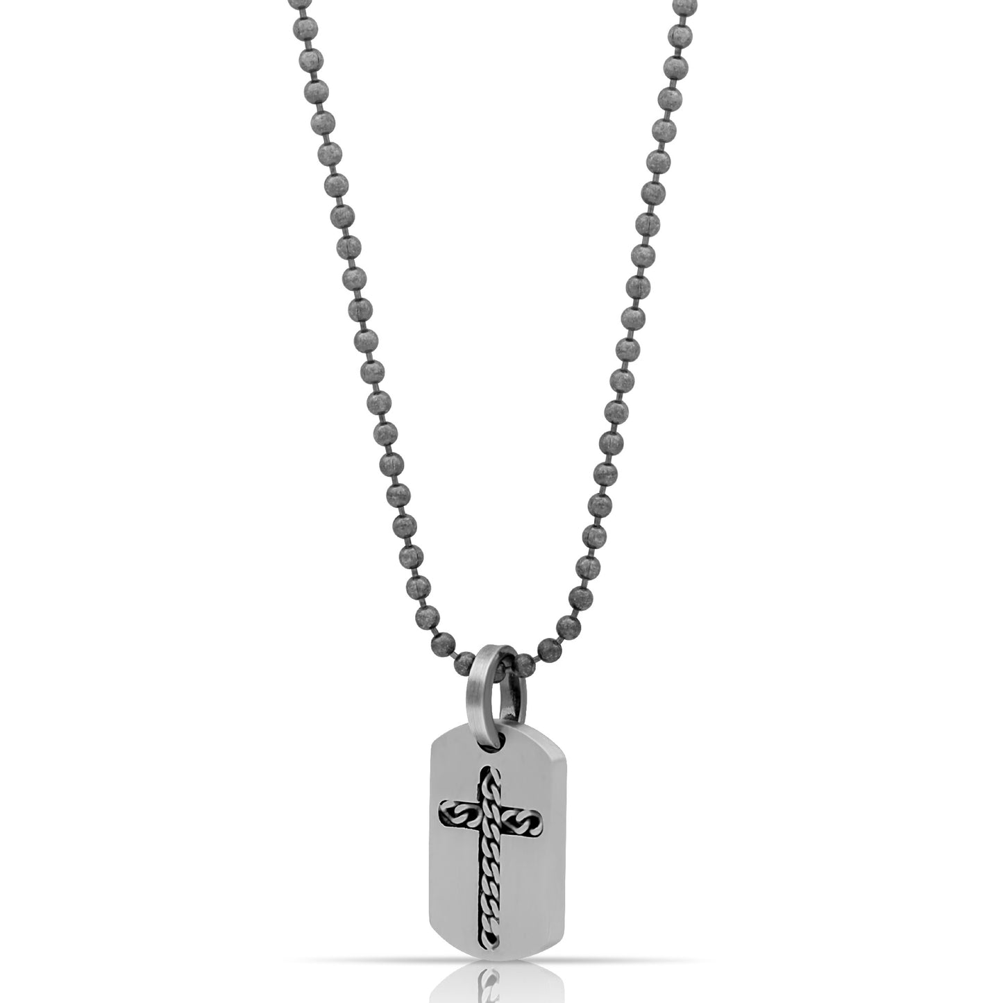 Kreuz Anhänger mit Kugelkette 2 mm 925er Sterling Silber Massiv