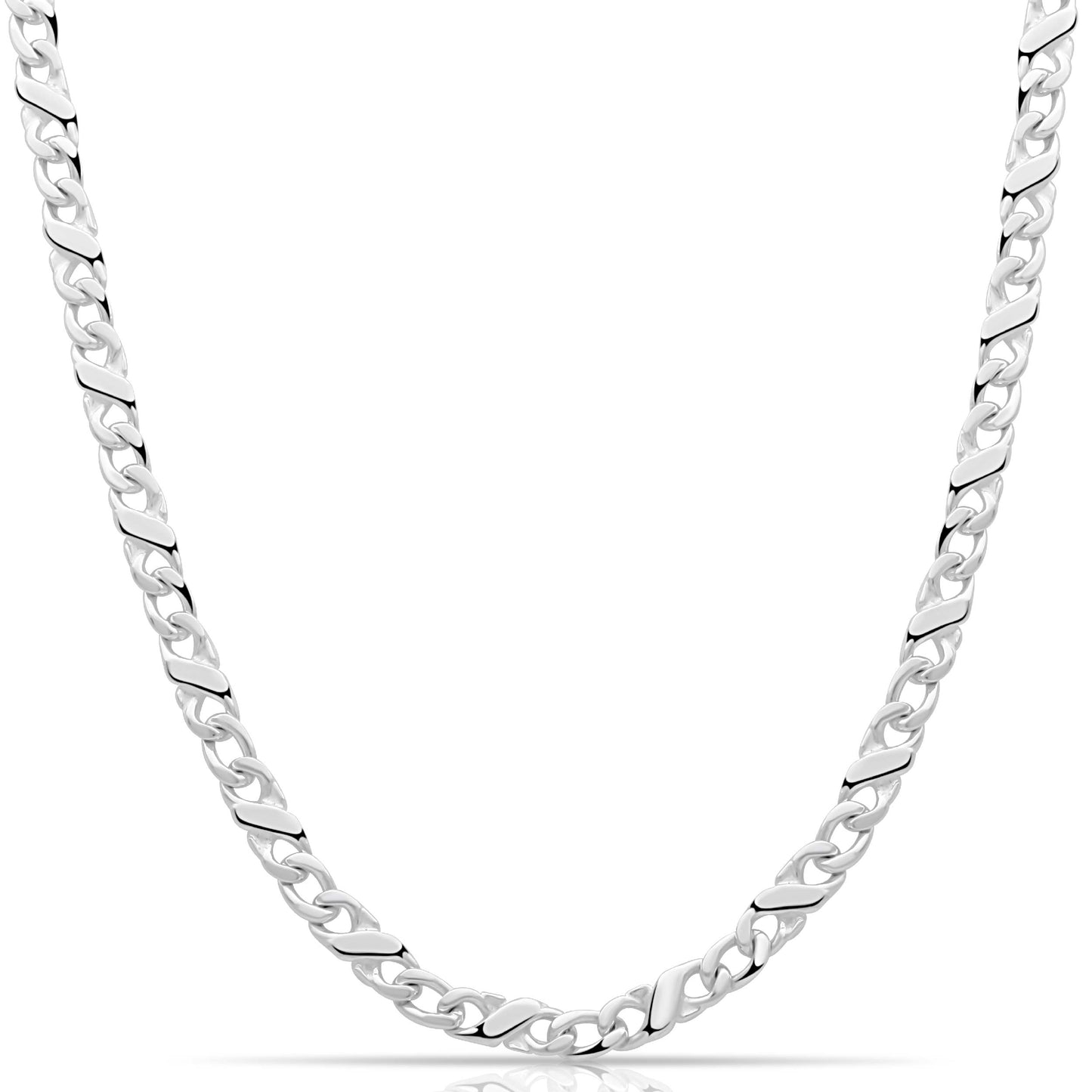 Panzer Mondiale Kette 5,5 mm 925er Sterling Silber Massiv