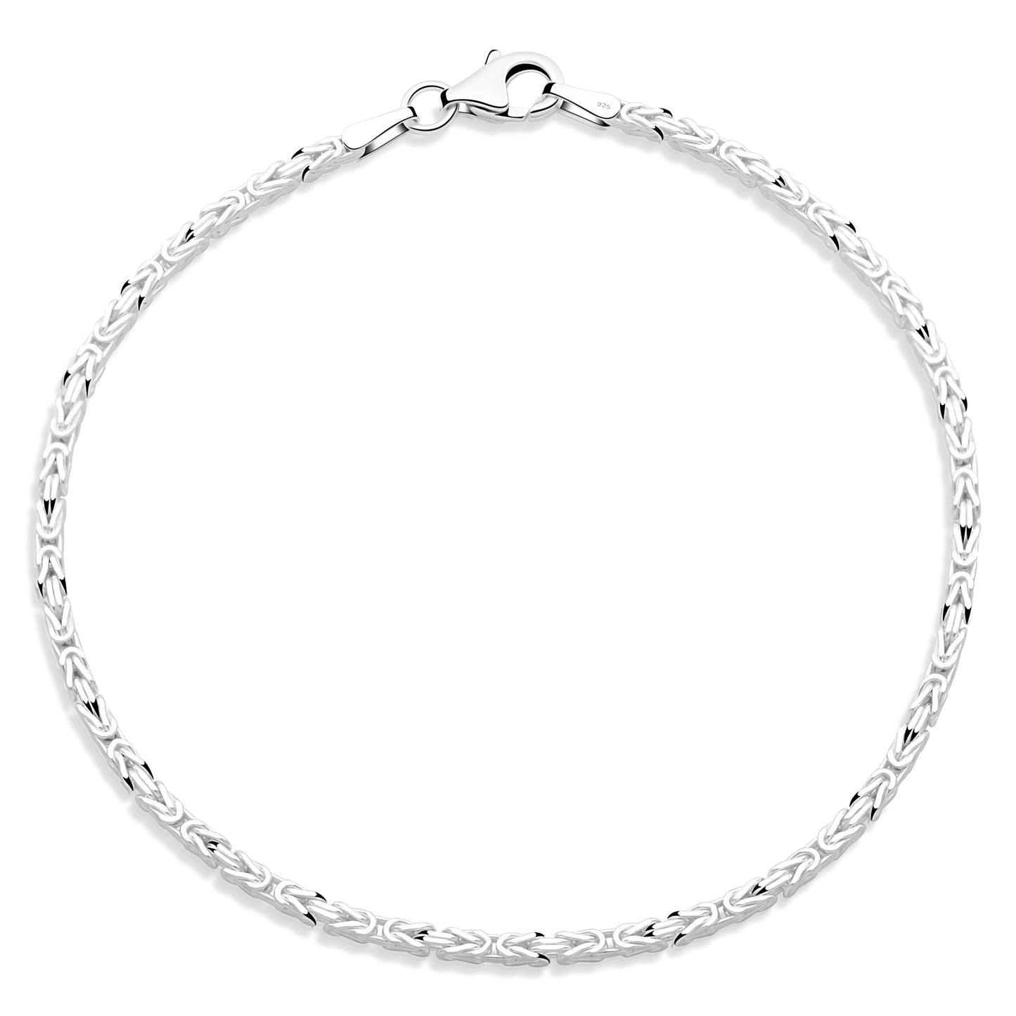 Königsarmband 1,8 mm Dünn 925er Sterling Silber Massiv für Damen und Herren