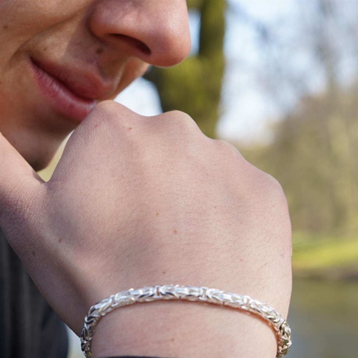 Königsarmband Rund 4 mm 925er Sterling Silber Massiv