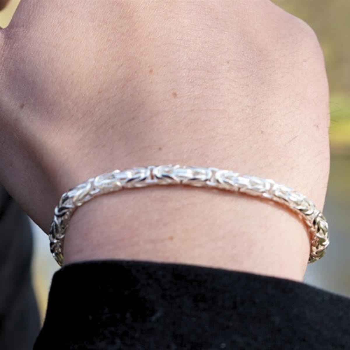 Königsarmband Rund 4 mm 925er Sterling Silber Massiv