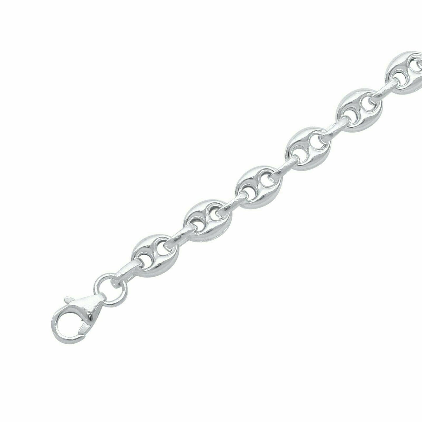 Kaffeebohnenkette 6 mm 925er Sterling Silber Halb Massiv