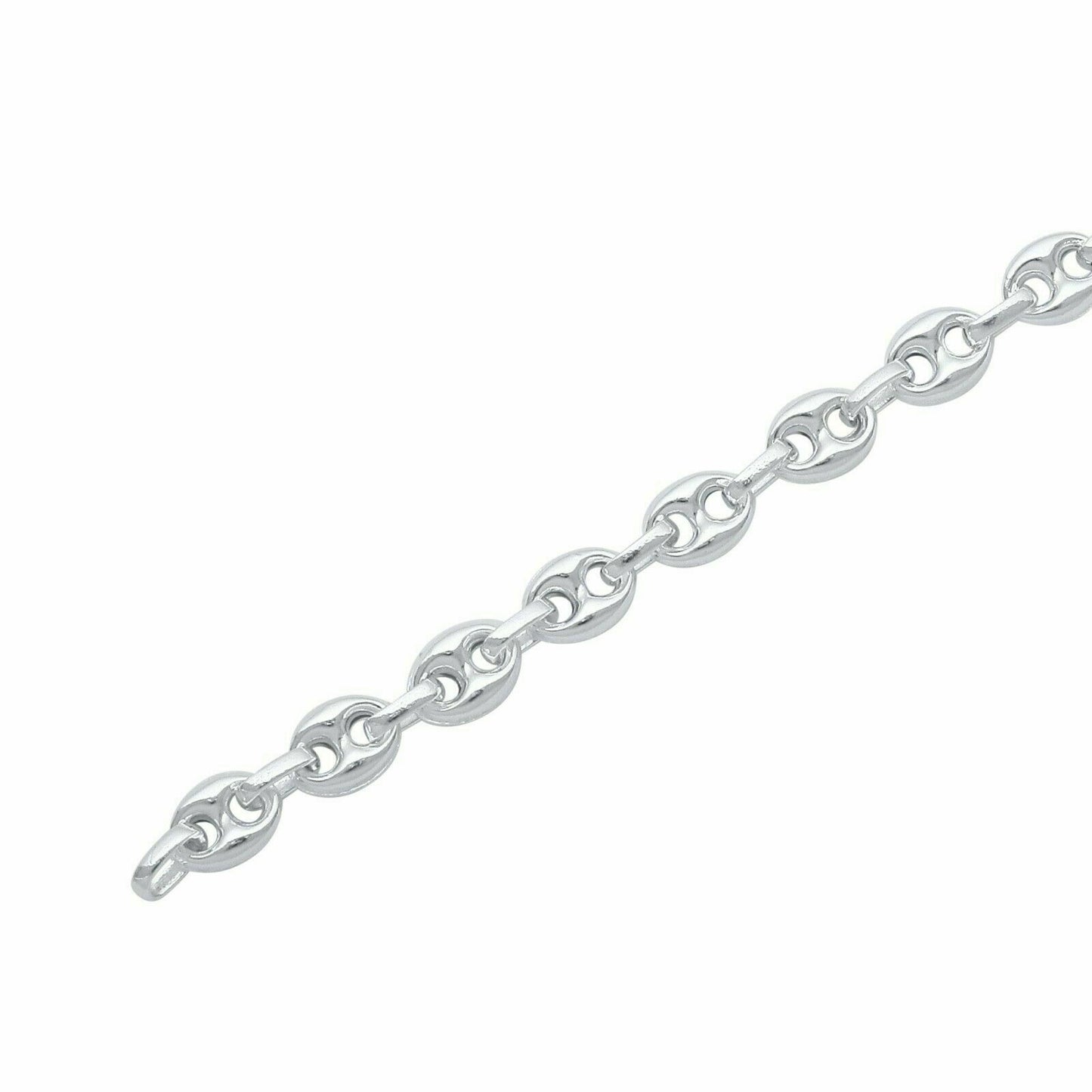 Kaffeebohnenkette 6 mm 925er Sterling Silber Halb Massiv