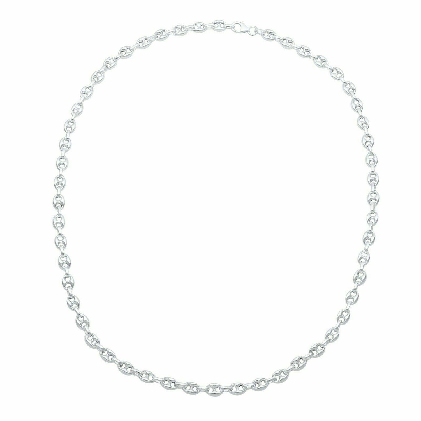 Kaffeebohnenkette 6 mm 925er Sterling Silber Halb Massiv