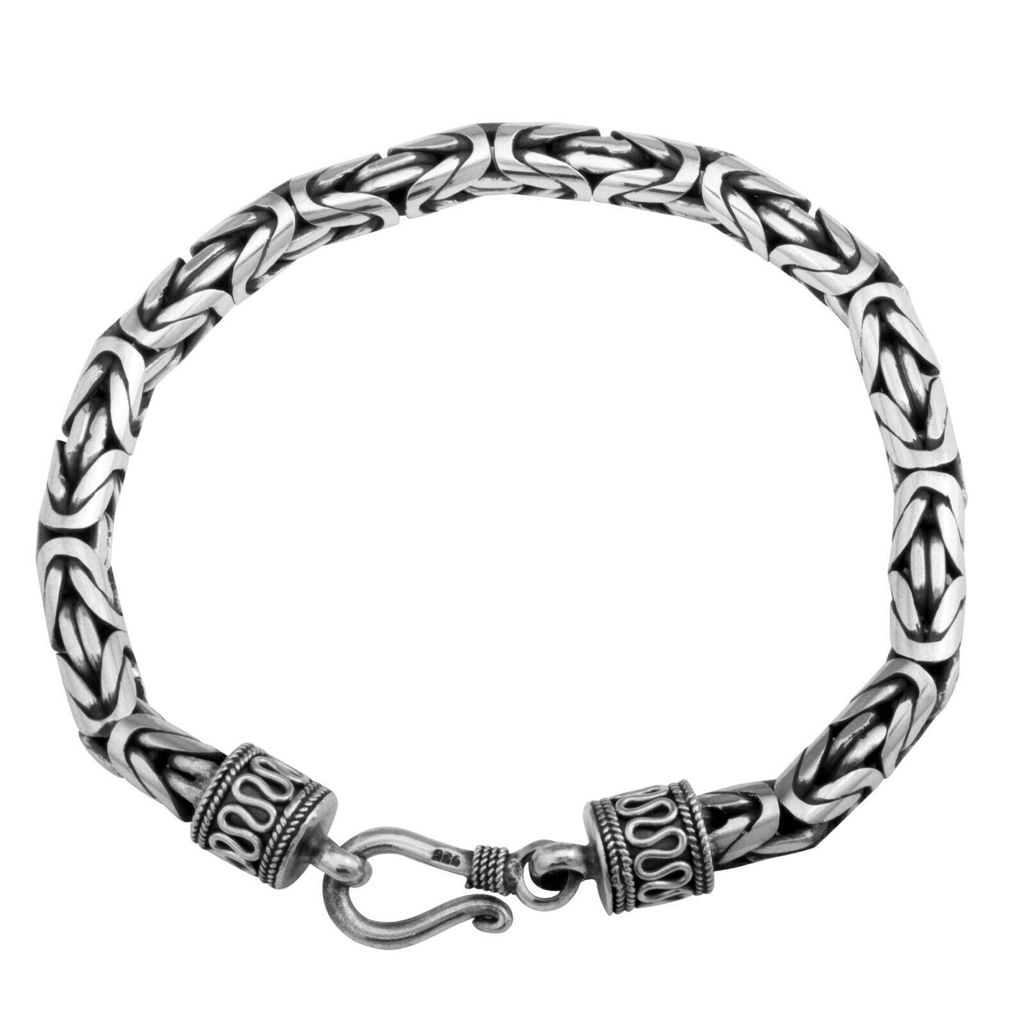 Königsarmband Rund Oxidiert 5,5 mm 925er Sterling Silber Massiv