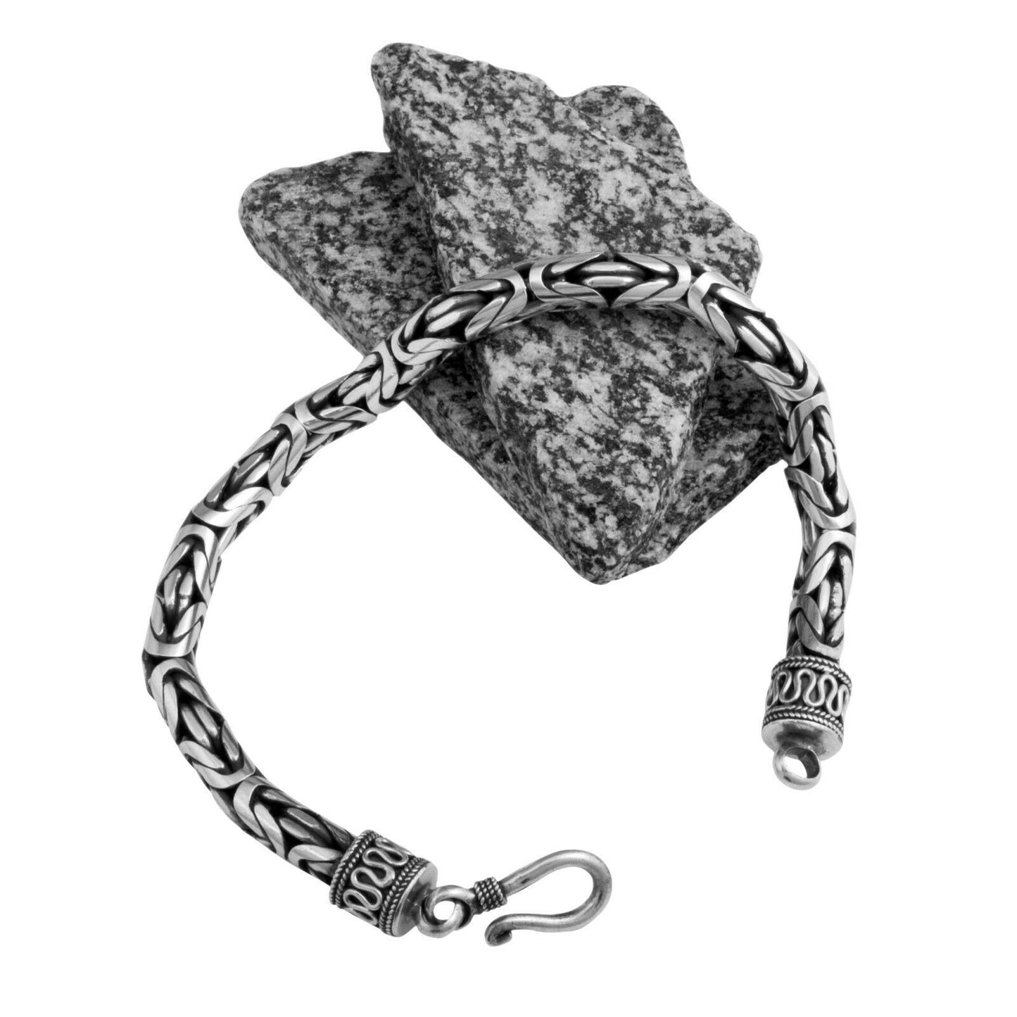 Königsarmband Rund Oxidiert 5,5 mm 925er Sterling Silber Massiv