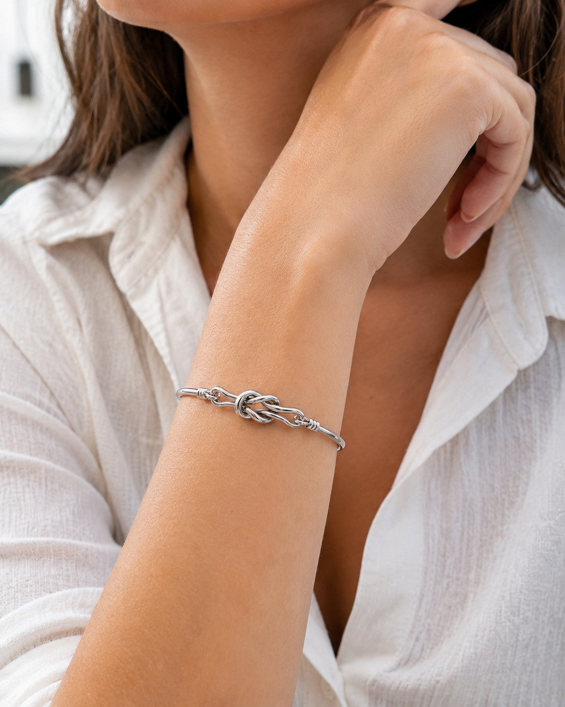 Knoten Design Armband 925er Sterling Silber Massiv Verstellbar