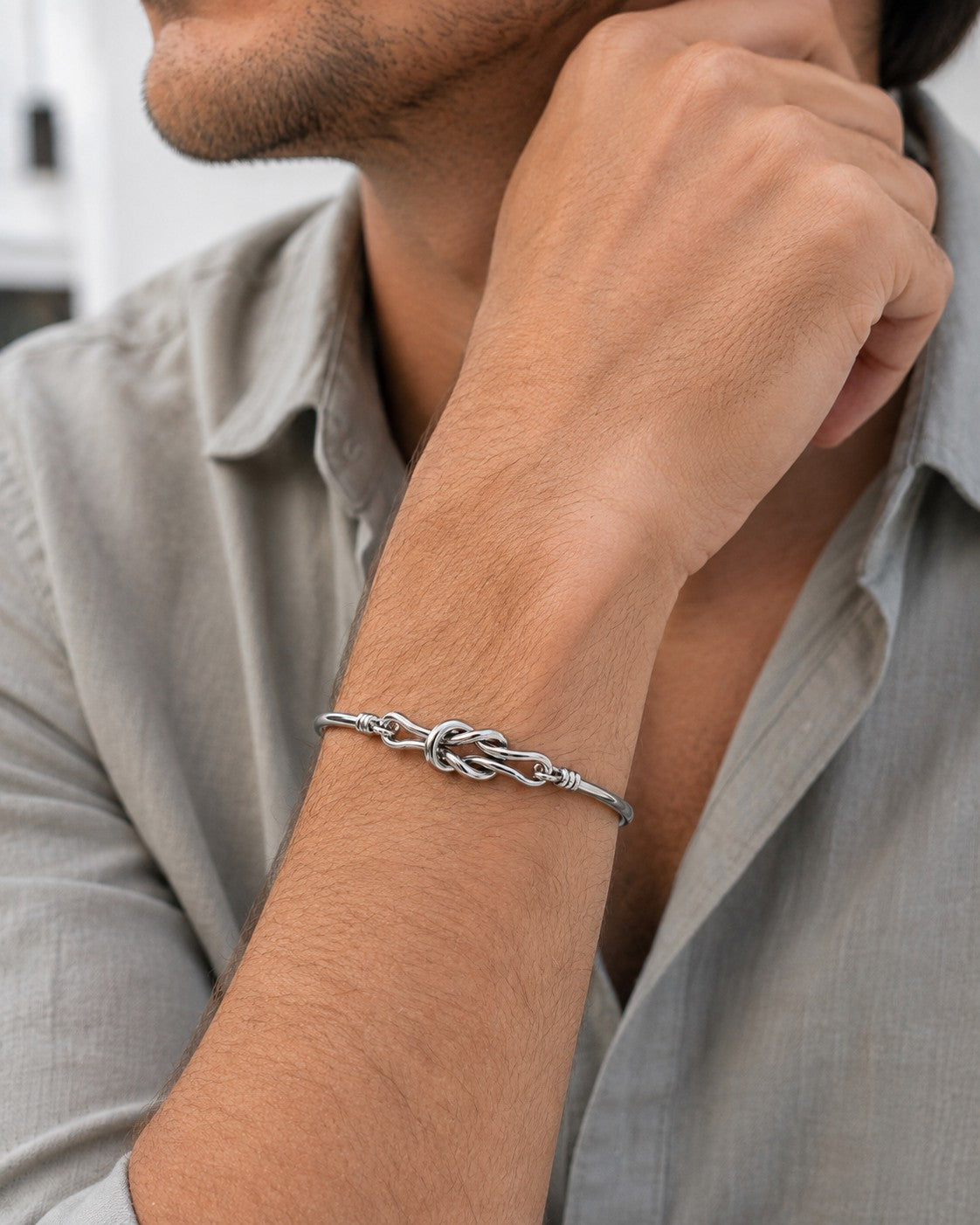 Knoten Design Armband 925er Sterling Silber Massiv Verstellbar