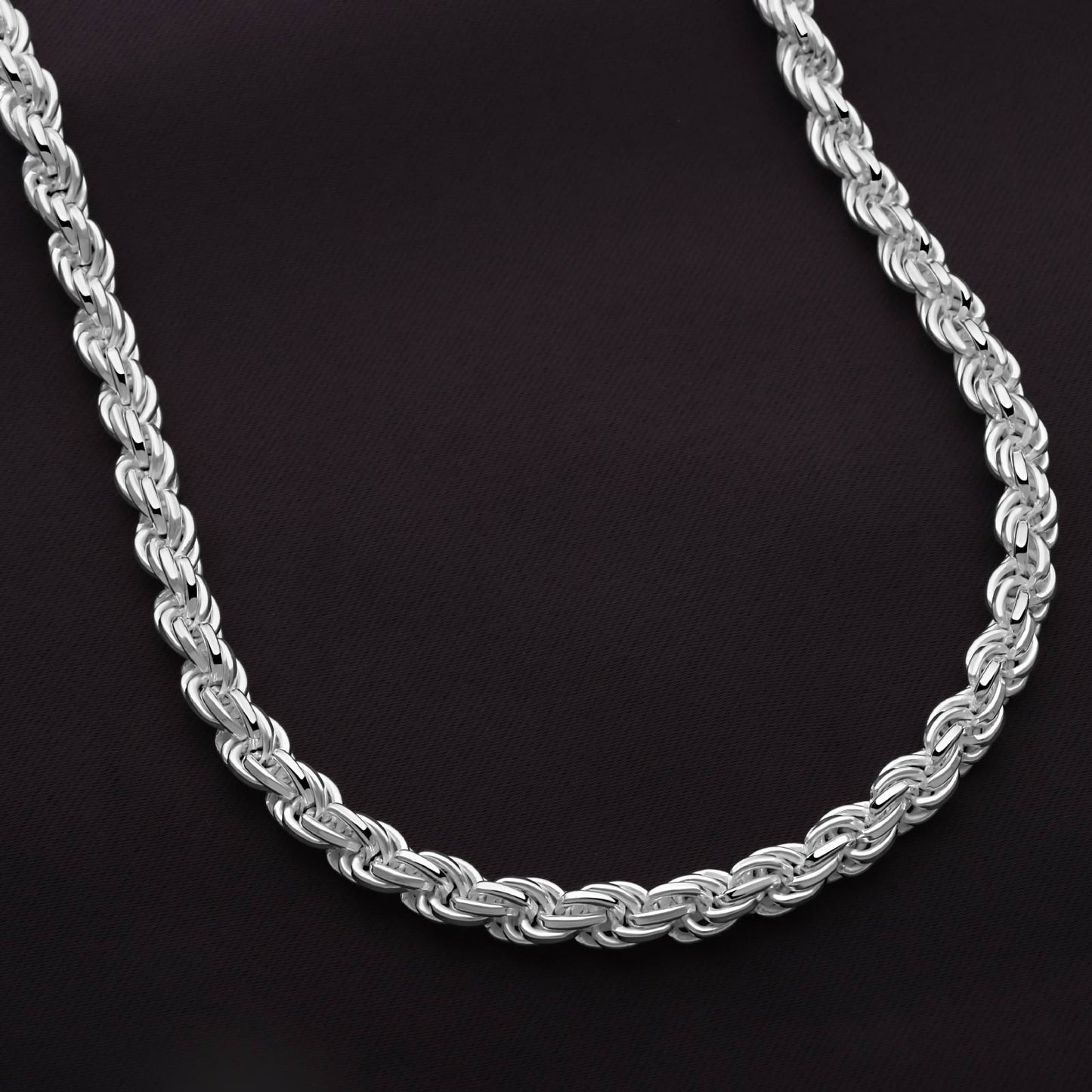 Kordelkette 8 mm Massiv 925er Sterling Silber