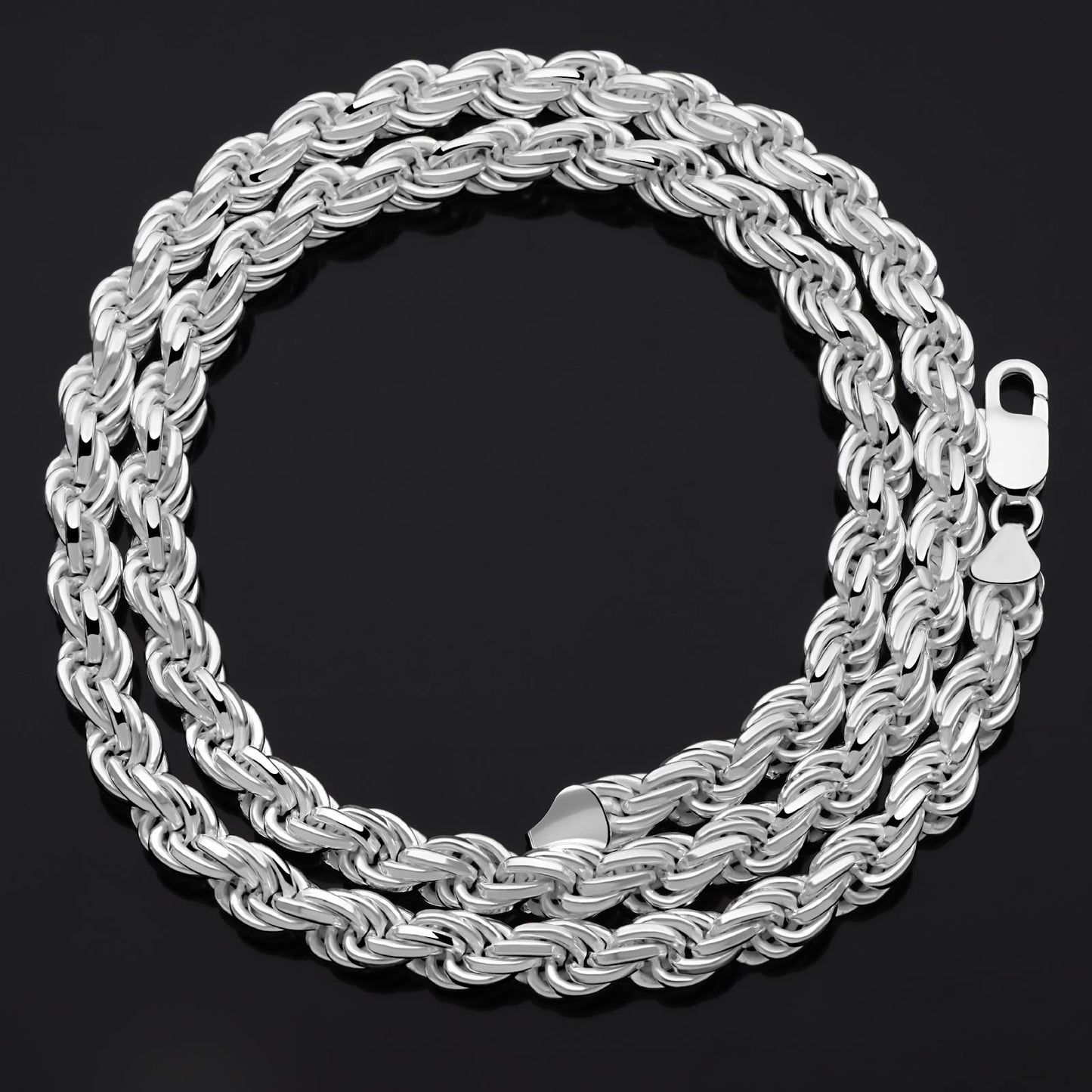 Kordelkette 8 mm Massiv 925er Sterling Silber