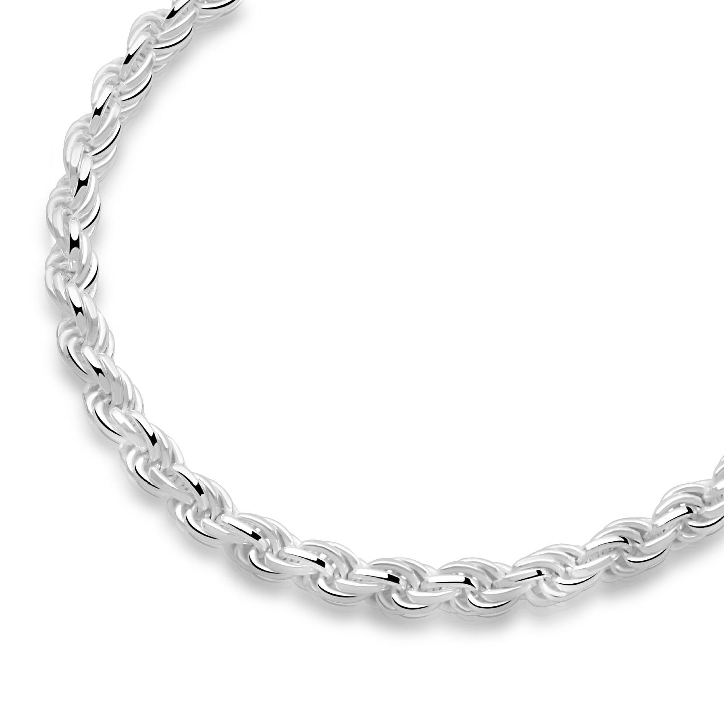 Kordelkette 8 mm Massiv 925er Sterling Silber
