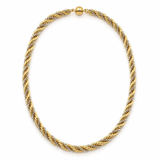 Kordel-Venezianerkette Bicolor 6 mm 585er Vergoldet mit Magnetverschluss