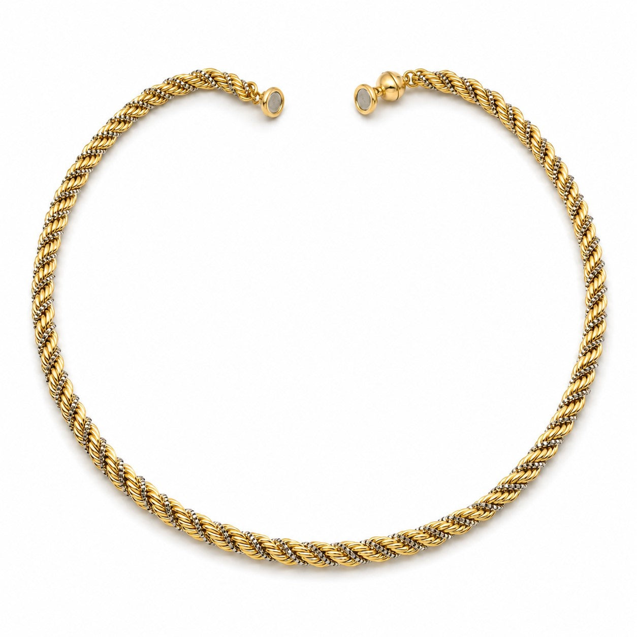 Kordel-Venezianerkette Bicolor 6 mm 585er Vergoldet mit Magnetverschluss