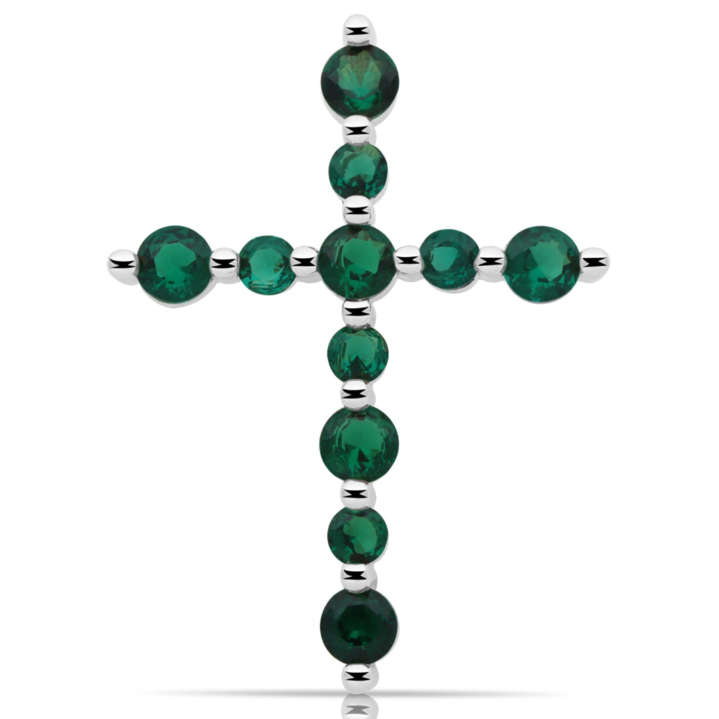 Kreuz Anhänger Zirkonia Stein Grün 925er Sterling Silber Massiv