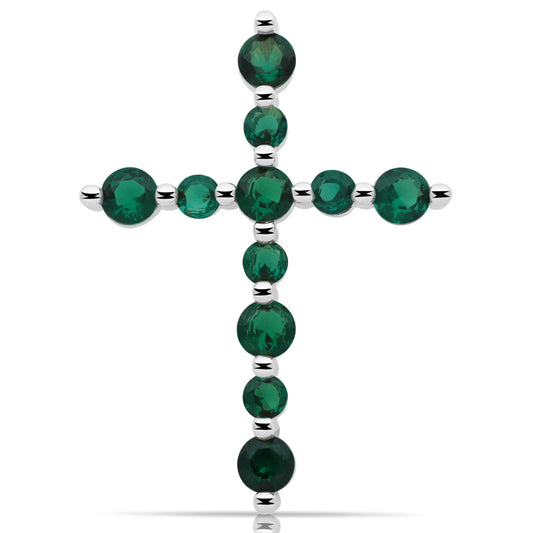 Kreuz Anhänger Zirkonia Stein Grün 925er Sterling Silber Massiv