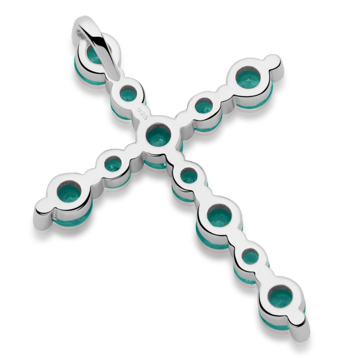 Kreuz Anhänger Zirkonia Stein Grün 925er Sterling Silber Massiv
