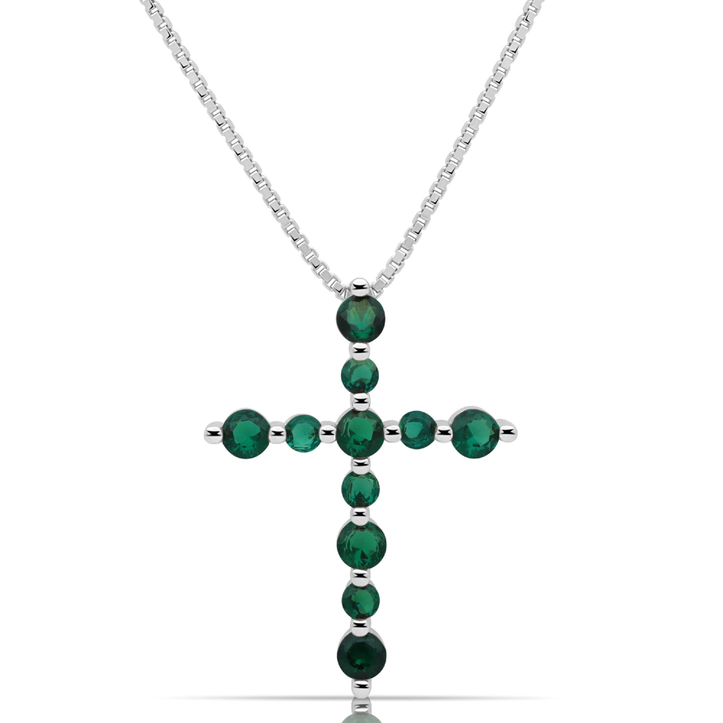 Kreuz Anhänger Zirkonia Stein Grün 925er Sterling Silber Massiv