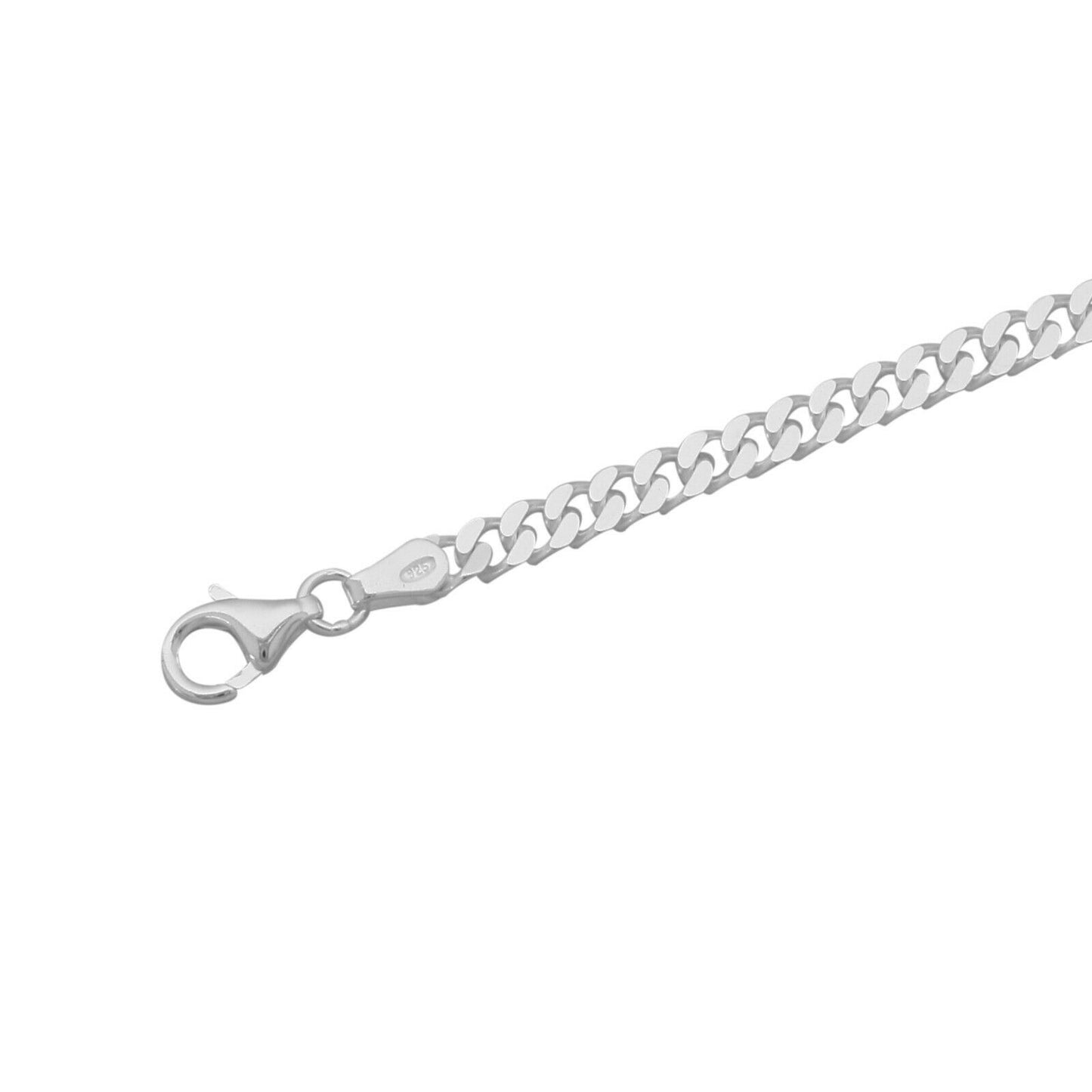 Panzerkette 5 mm Runder Karabiner 925er Sterling Silber Massiv