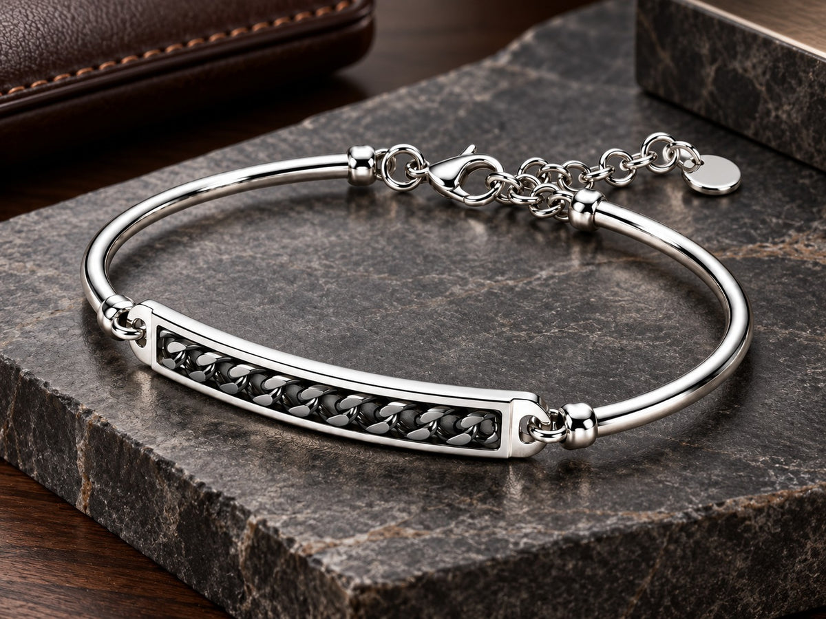 Panzerketten Armreif 925er Sterling Silber Rhodiniert