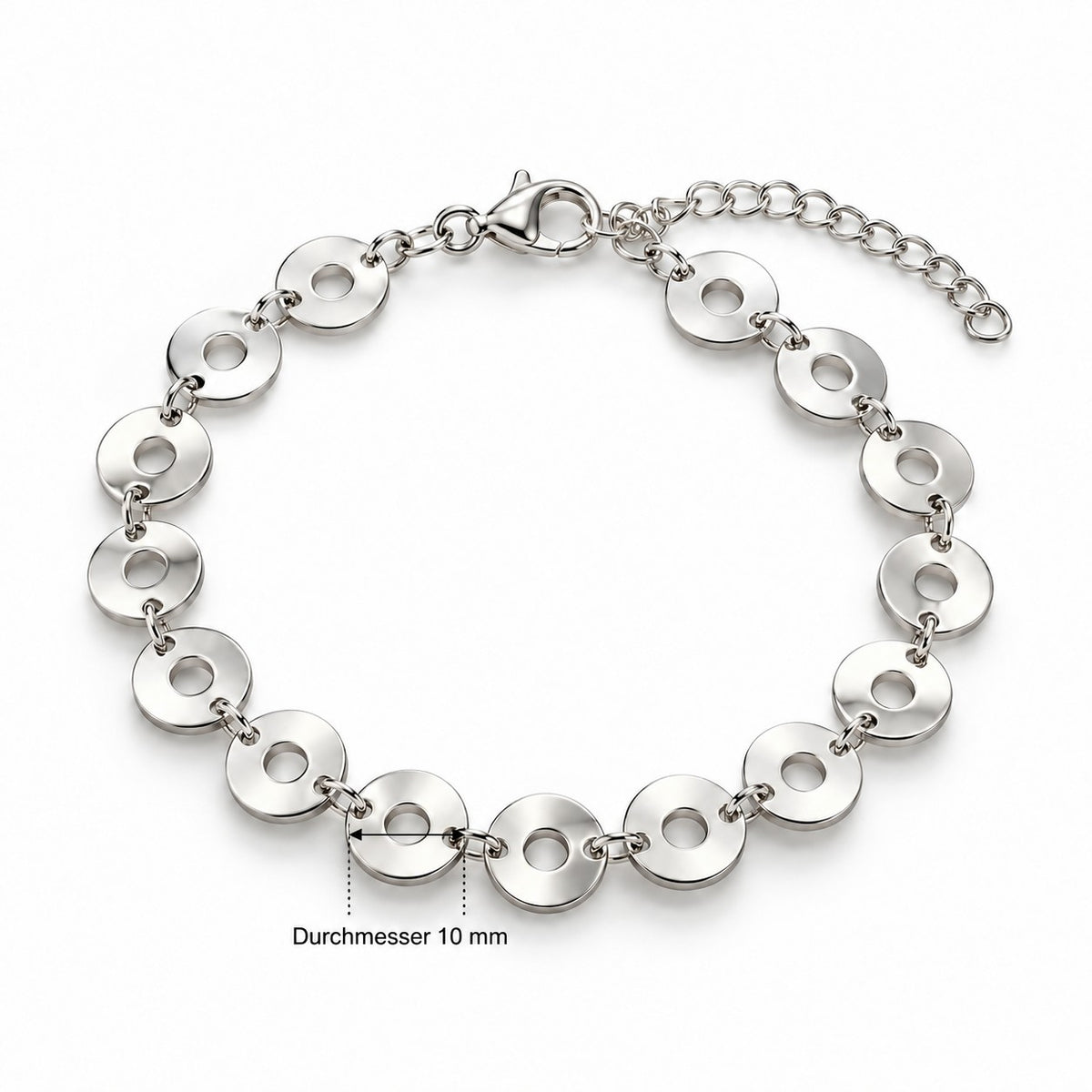 Luce Scheibenarmband 925er Sterling Silber Rhodiniert