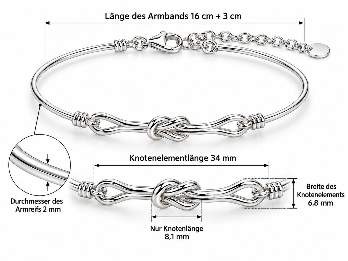Amore Knotenarmband 925er Sterling Silber Rhodiniert