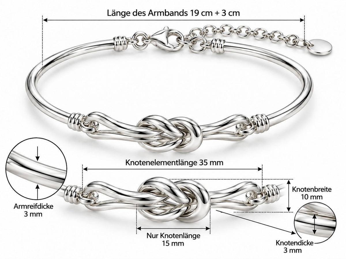 Nexus Knotenarmreif 925er Sterling Silber Rhodiniert