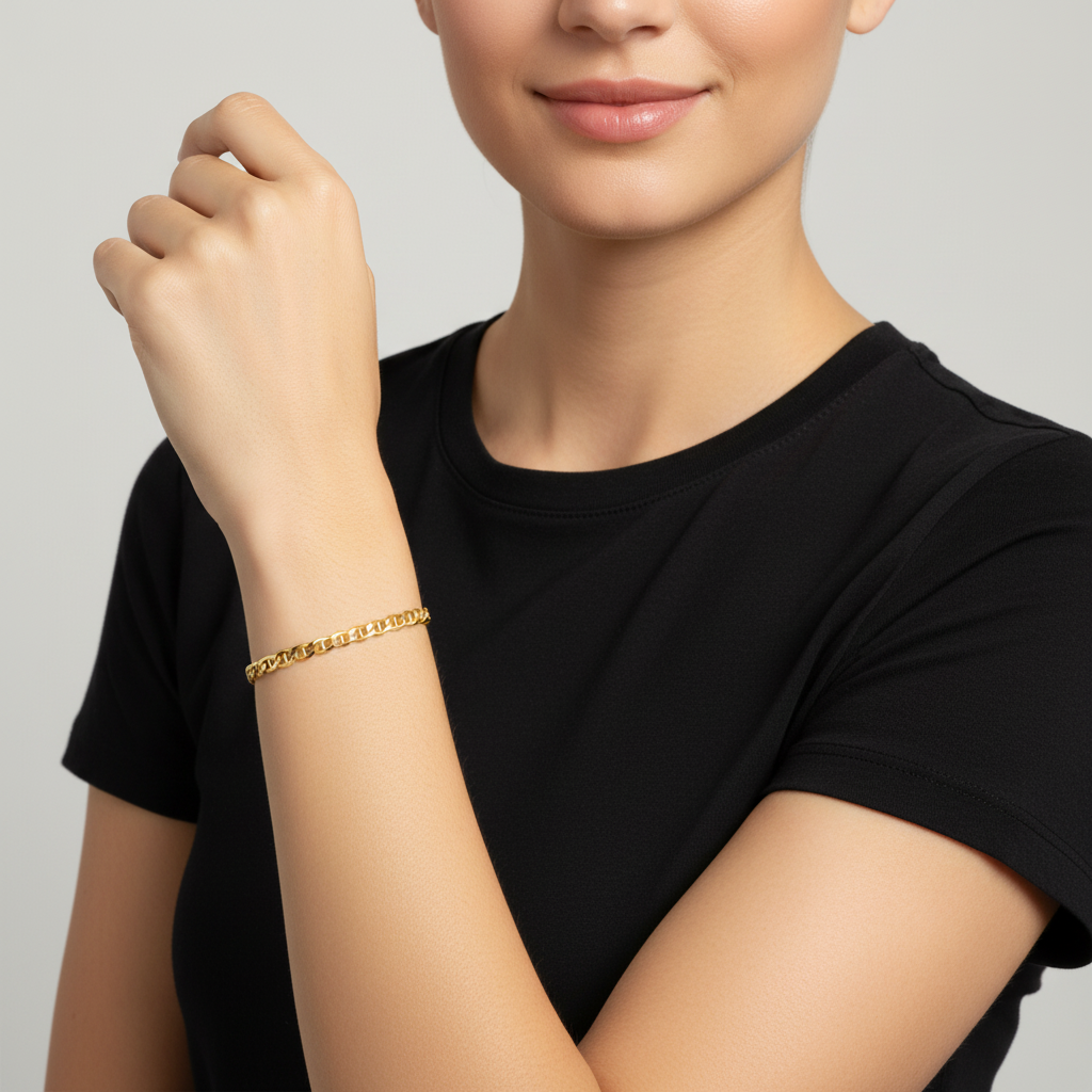 Stegpanzerarmband 3,5mm 585er Vergoldet