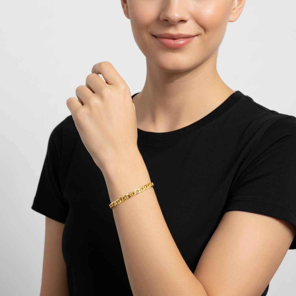 Stegpanzerarmband 4,5 mm 585er Vergoldet