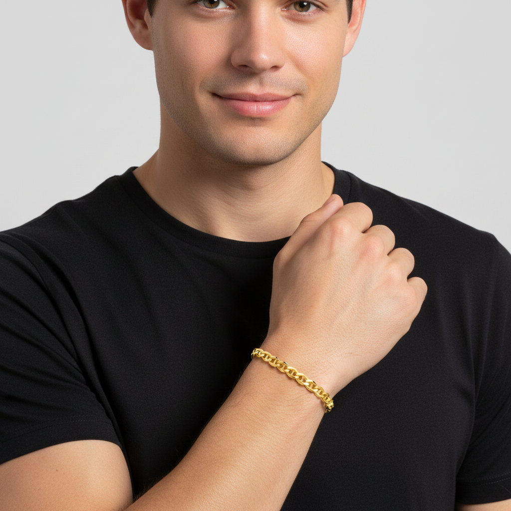 Stegpanzerarmband 4,5 mm 585er Vergoldet