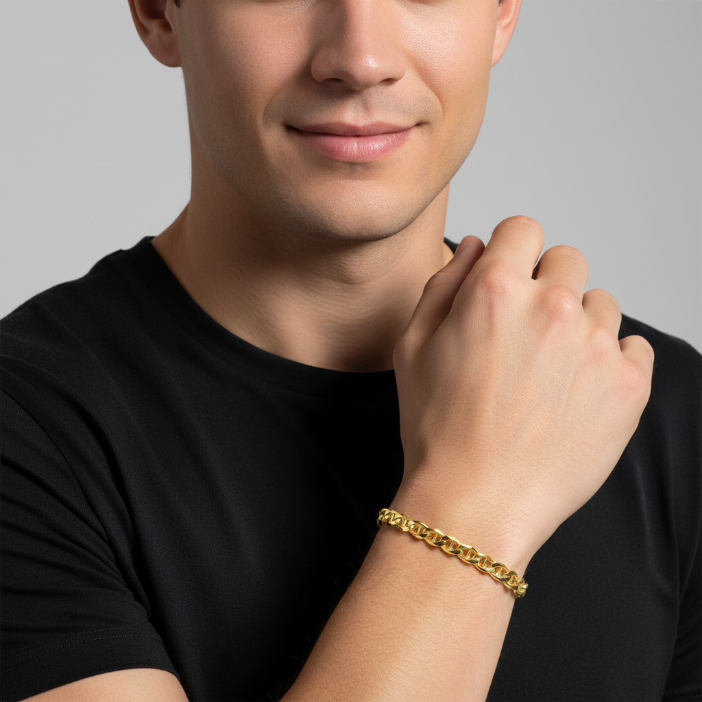 Stegpanzerarmband 4,5 mm 585er Vergoldet