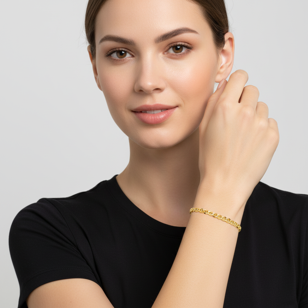 Stegpanzerarmband 3,5mm 585er Vergoldet