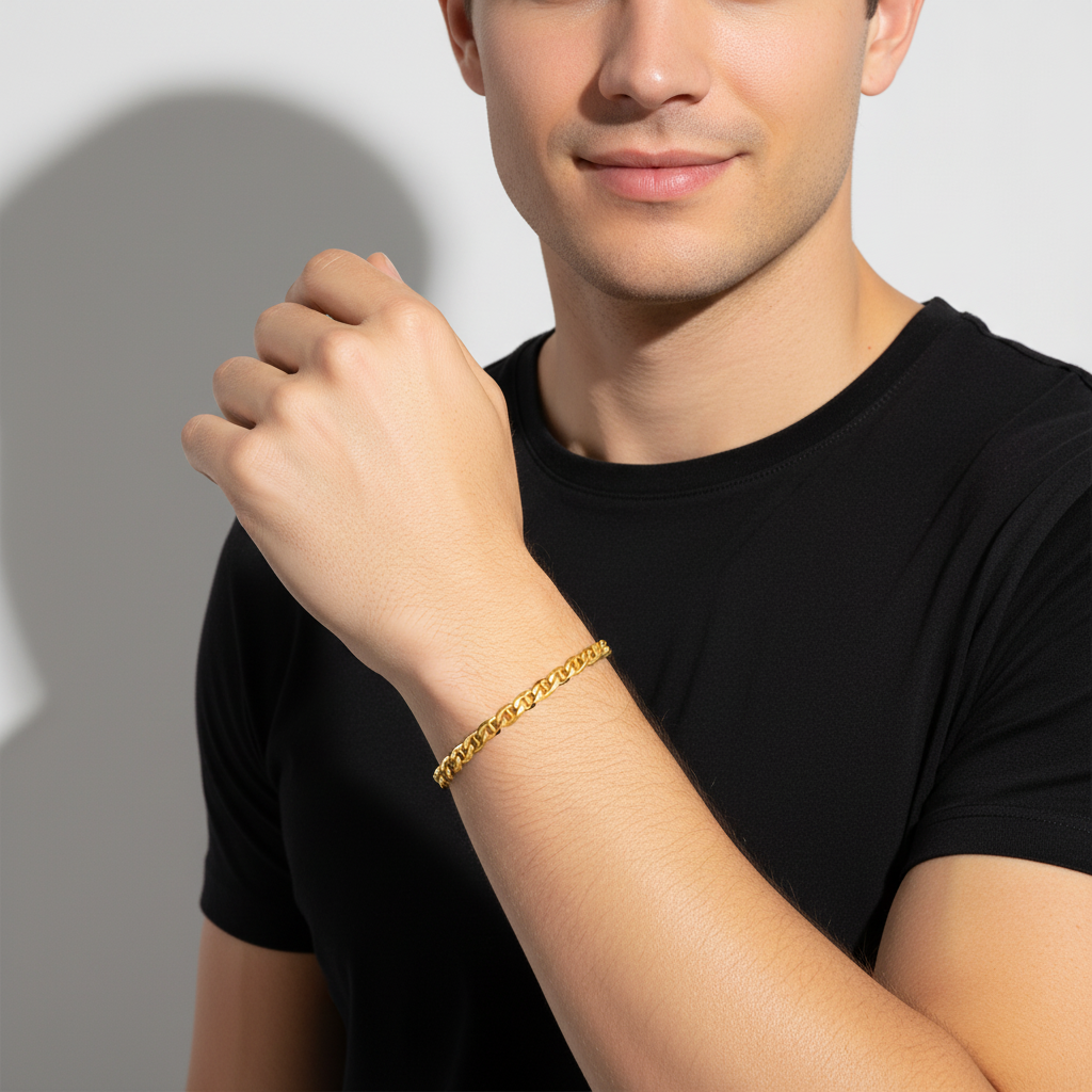 Stegpanzerarmband 3,5mm 585er Vergoldet