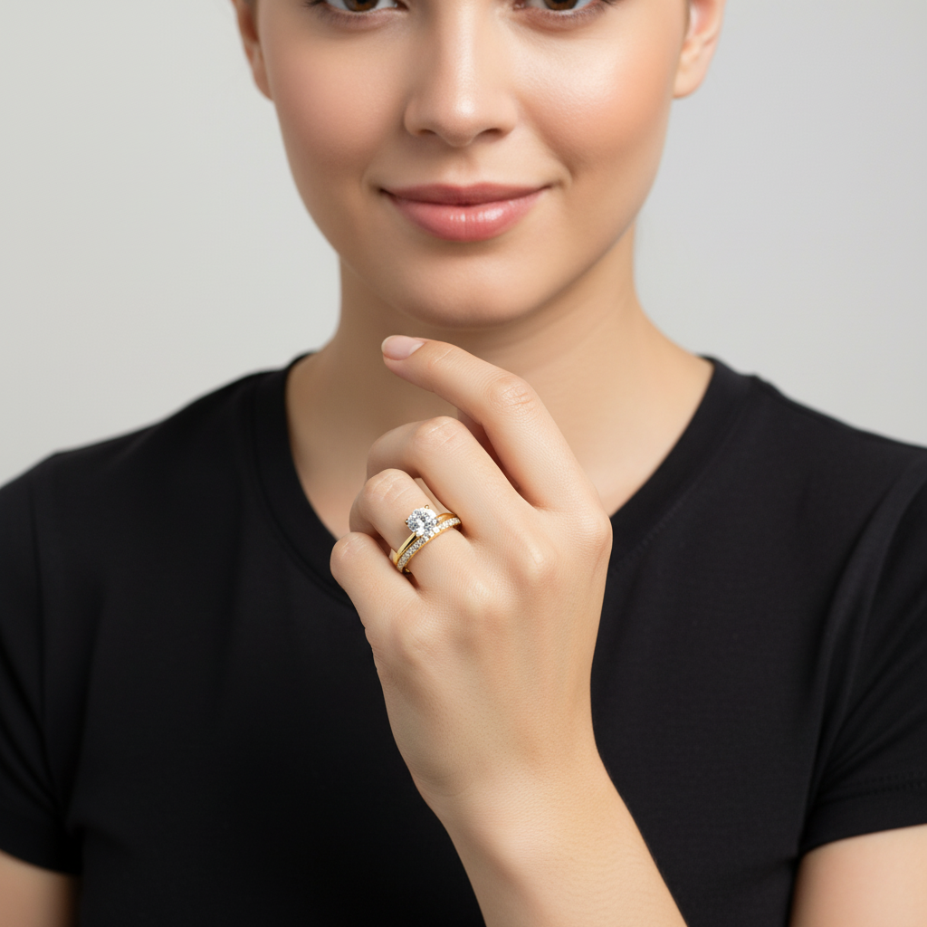 Solitär-Ring 585er Vergoldet