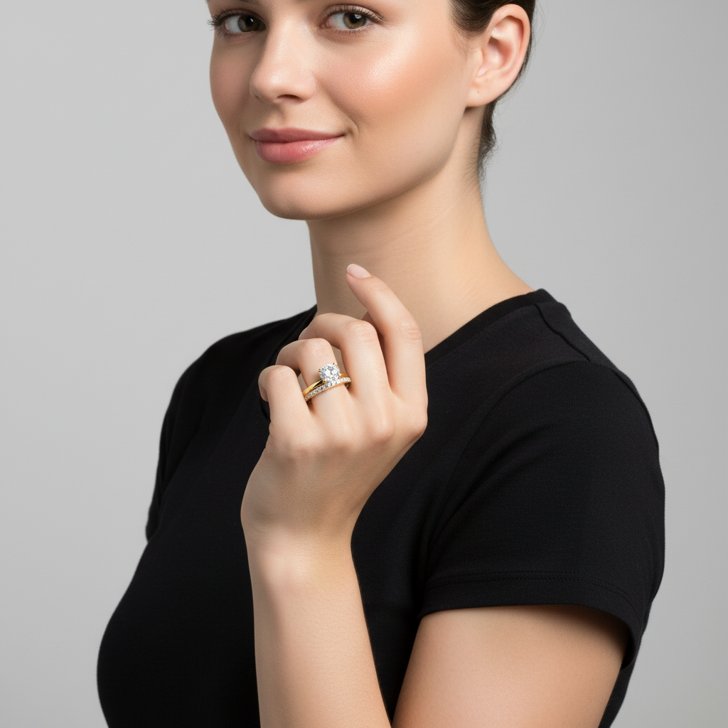 Solitär-Ring 585er Vergoldet