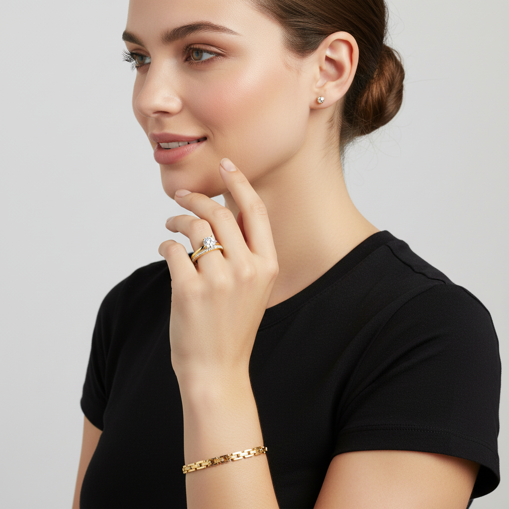 Solitär-Ring 585er Vergoldet