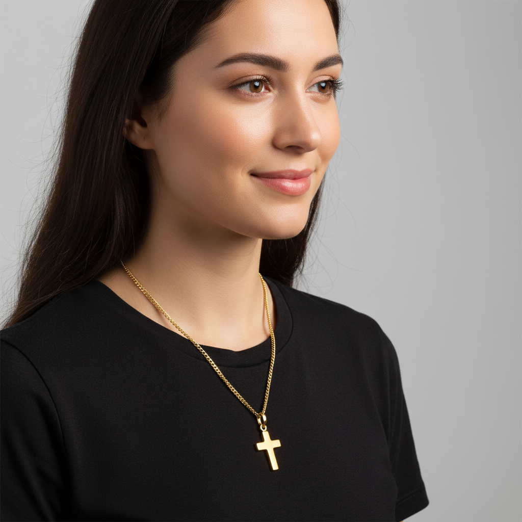 Kreuz Anhänger Klein 585er Vergoldet